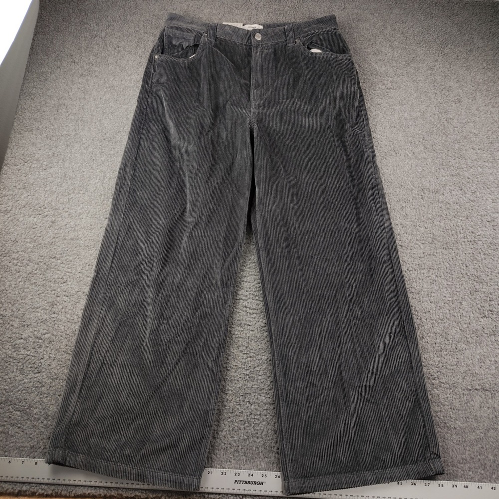 Cotton On Cotton Pants Sz 10 Corduroy Super Baggy Leg Grey High Rise Skater NWT